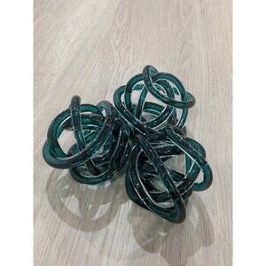 Set of 3 Emerald Green Glass Knot Orb Sculptures 5–5.5” Home Decor